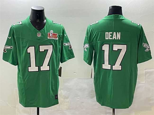 Men's Philadelphia Eagles #17 Nakobe Dean Green 2025 Super Bowl LIX Patch F.U.S.E. Throwback Vapor Untouchable Limited Stitched Jersey,We sell and wholesale Men's Philadelphia Eagles #17 Nakobe Dean Green 2025 Super Bowl LIX Patch F.U.S.E. Throwback Vapor Untouchable Limited Stitched Jersey on line form chian!